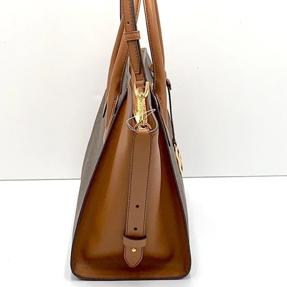 MICHAEL KORS AVRIL LARGE TOP ZIP SATCHEL BROWN/LUGGAGE SIGNATURE COLOR